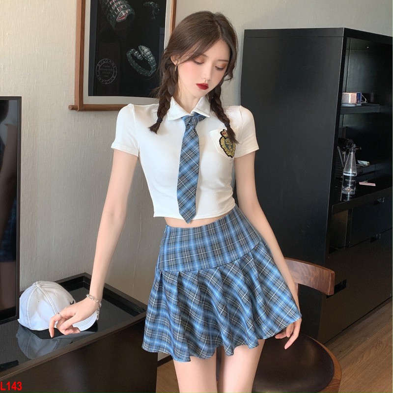 Cosplay nữ sinh nhật bản màu xanh đen TK878  Happyshop